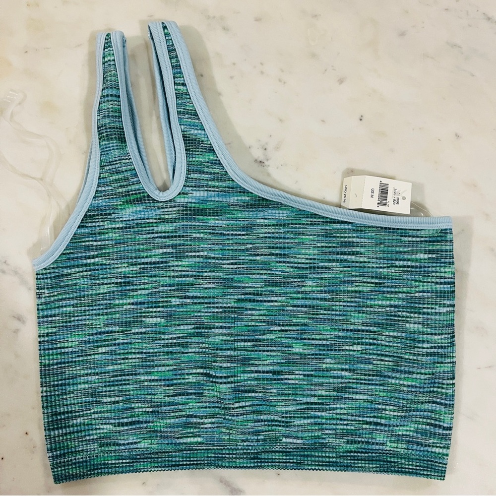 2/$30 Aerie Offline Recharge Green One Shoulder Bralette Tank Medium NWT - Picture 3 of 5